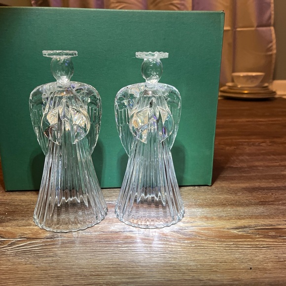 Set Of 2 -24% Lead CRYSTAL ANGEL CANDLE HOLDERS. The American Crystal Collection - Picture 5 of 11